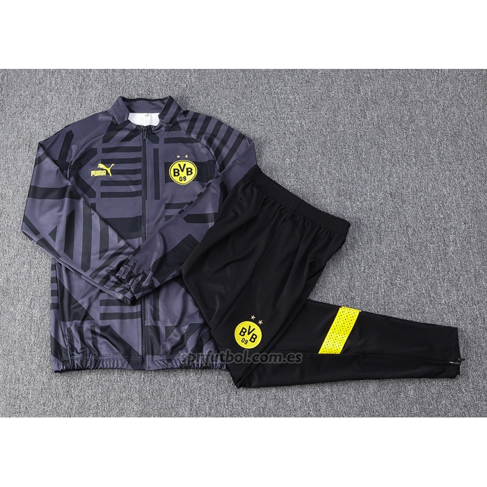 Chandal de Chaqueta del Borussia Dortmund 2022-2023 Negro y Gris